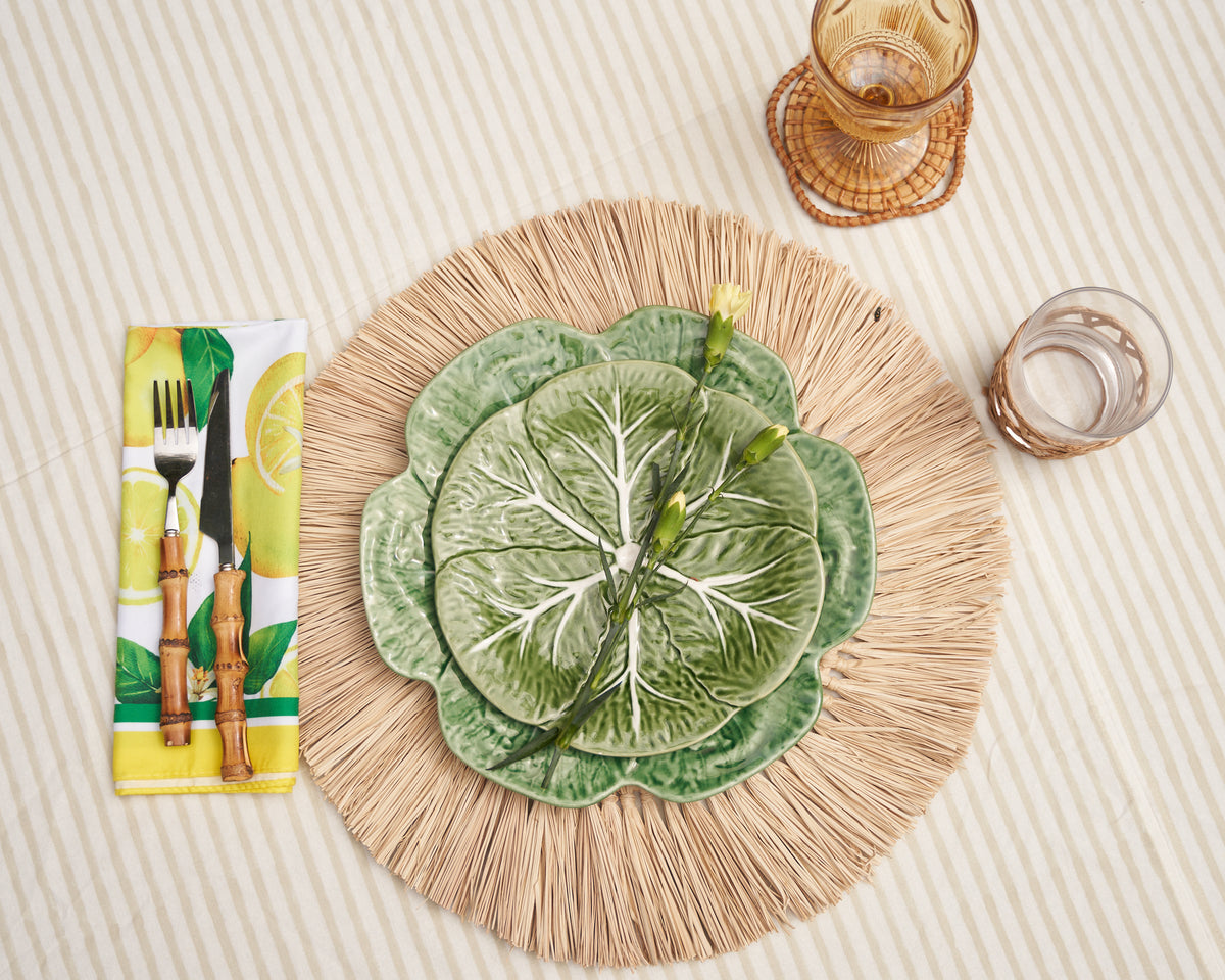 Beige Striped Tablecloth