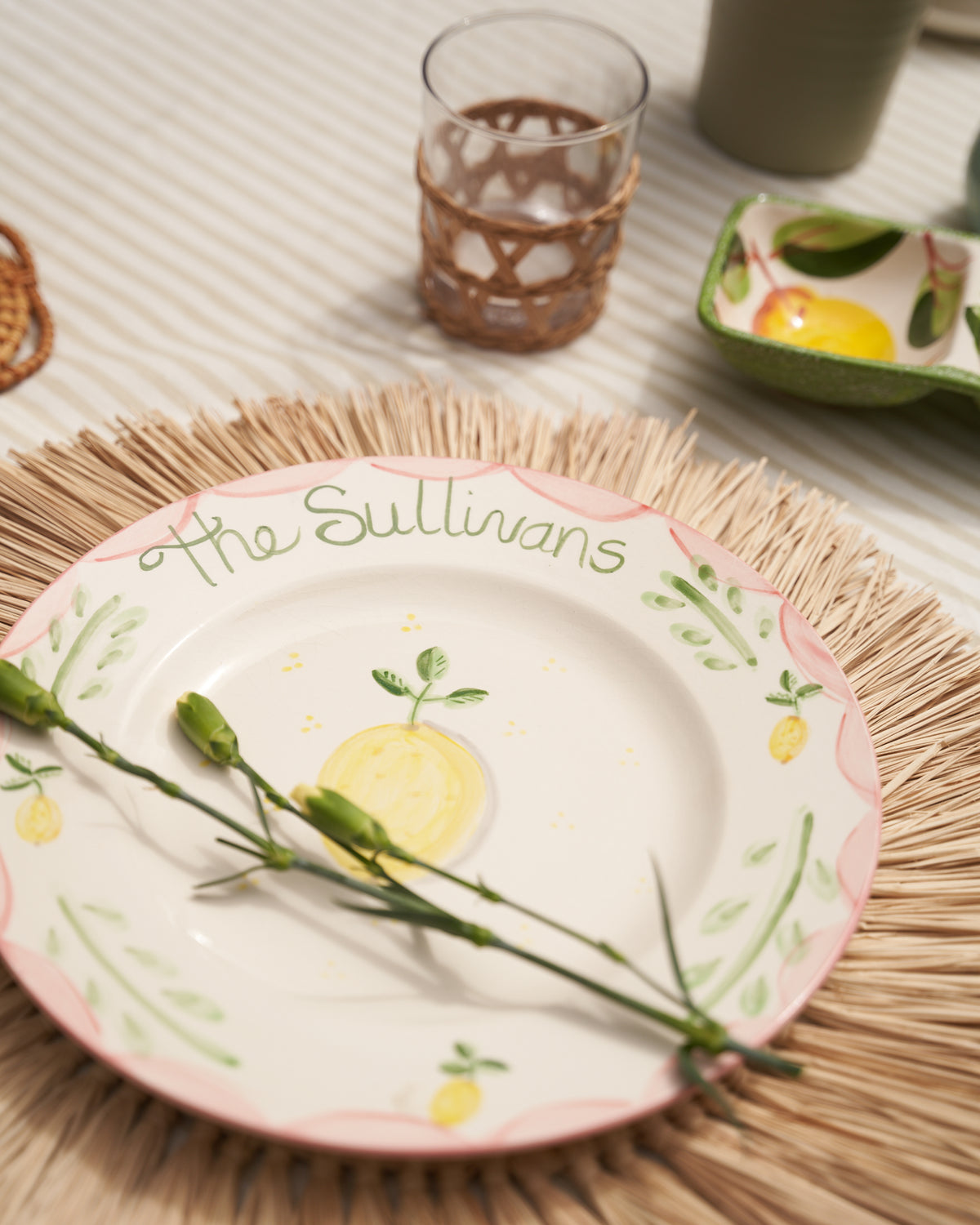 Beige Striped Tablecloth